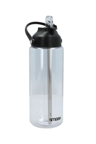 Smash Stainless Steel and Plastic Water Bottle with Straw 1 Liter