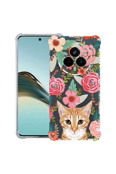 bestcase ® Anit Shock Case For Realme 14 Pro Plus, Cat and Flowers, 1997763 AS 638