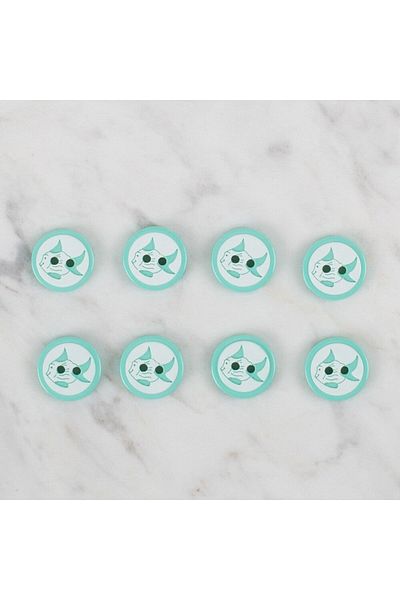 MBB ETİCARET Loren Crafts Green 8-Pack Fish Button - 578