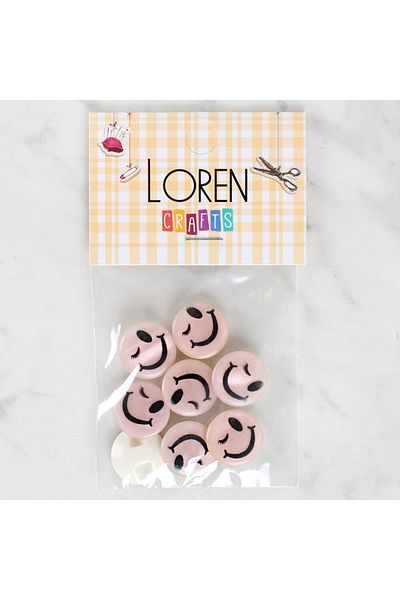 MBB ETİCARET Loren Crafts 8-Pack Smiley Face Button - 1026