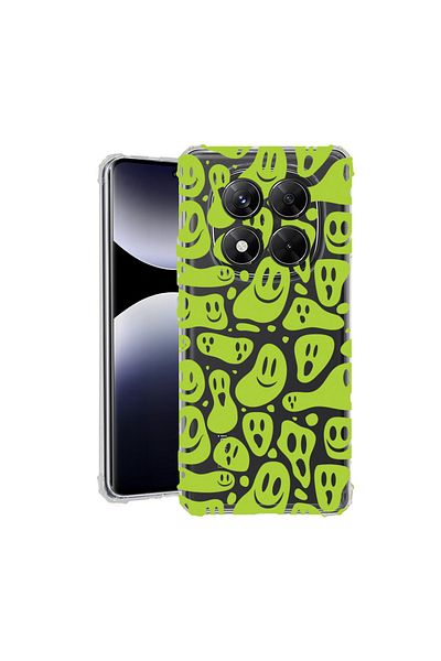 bestcase ® Anit Shock Case For Xiaomi Redmi Note 14 Pro 4G, Green Acid Smiley, 1997764 AS 1051