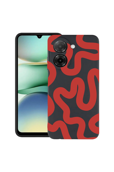 bestcase ® Λεπτή θήκη σιλικόνης για Xiaomi Redmi A5, Κόκκινη αφηρημένη γραμμή...