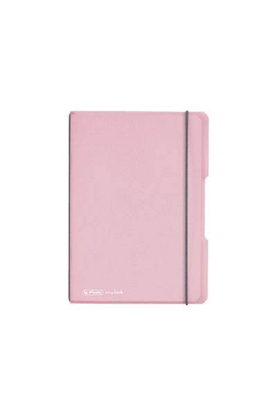 Herlitz Caiet My.book Flex A5, culoare roz transparent, material PP, 40 de coli, format liniat, bandă elastică