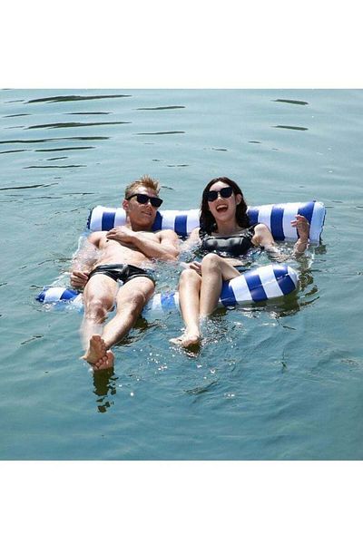COOYA Pool Hammock,Foldable Inflatable Swimming Floating Lounger With Pump for 2 Adults
