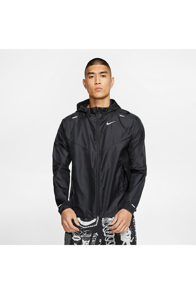 Nike Windrunner Running Erkek Siyah Kapüşonlu Ceket