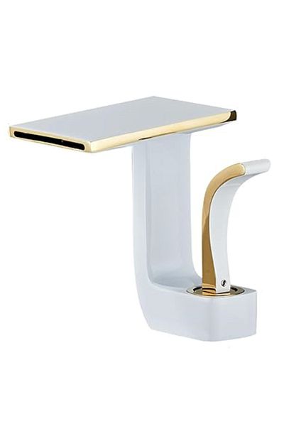 Adsinio Bathroom sink faucet, Adsinio, Copper body, Manual water temperature adjustment, White-Gold