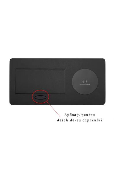Adsinio Priză wireless încorporată, Adsinio, 1 Shucko, 1USB, 1 USB-C, Curent nominal 16A, Negru