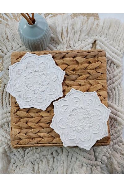 bscmod Nordic Concrete Coasters, Flower Star Paintable Mandala. Candle, Pinterest Presenter 2 Pieces