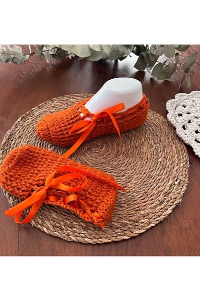 yucin Hand Knitted Ribbon Dowry Booties – Winter Home Shoes / Slippers / House Slippers