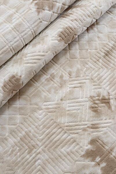 melian Aksu Mastel Fringed Non-Slip Base Cutting Embossed Living Room Corridor Kitchen Washable Condition Beige