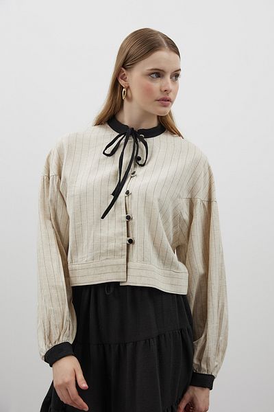 FUSHYA Striped Linen Double Suit