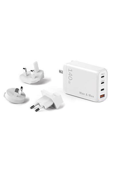 Max&Max شاحن حائط ماكس آند ماكس سمارت بريميوم 140 واط GAN أبيض