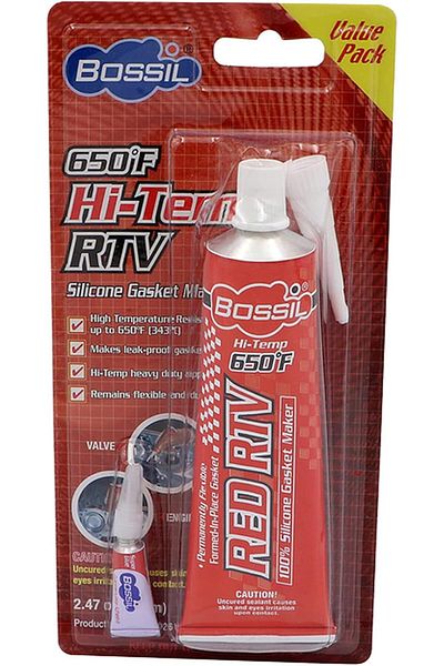 Generic Bossil Hi-Temp 100% Silicone Gasket Maker 650°F Red RTV Heavy Duty Permanently Flexible 2.47 Oz Mad