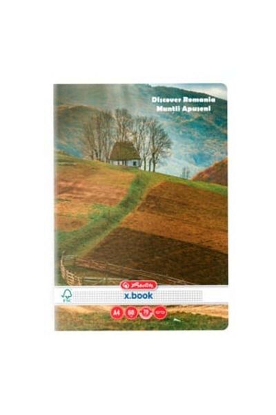 Herlitz Caiet A4, Culoare Multicoloră, Material Hârtie, 60 de Coli, Format Grilă, Design Discover Romania