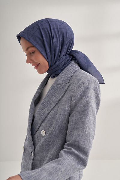 ARMANDA Seher a Pattern Scarf - Dark Blue