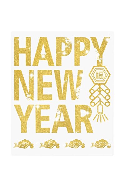 Venga amigos Set de stickere de Anul Nou, 8 piese, PVC, auriu, 49 x 59 cm