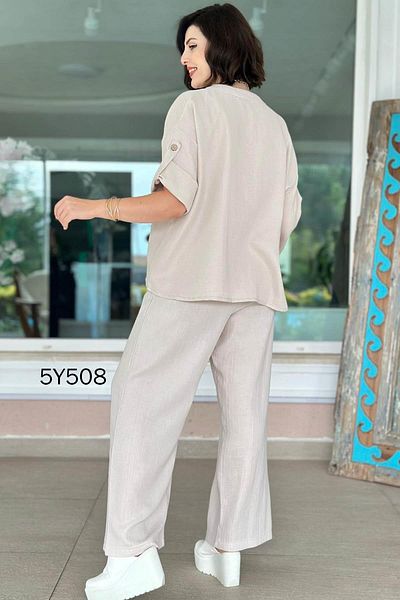 İnce Topuk مجموعة قماش الموسلين بتفاصيل الأزرار 5y508