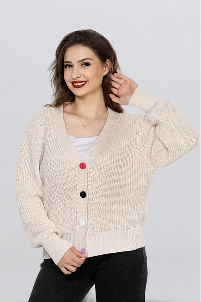 EZGİ KILINÇ Women's Colorful Button Detailed Cardigan Tr1008