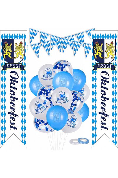 FORMIZON Set de decorațiuni pentru Festivalul Berii Bavareze Formizon, poliester, alb/albastru, 50 de piese