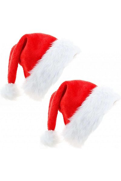 PAPU Set of 2 Santa Claus hats PAPU, textile, red/white, 45 x 32 cm