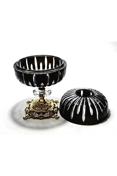 Kristal Market Handmade Crystal Gold Footed Decorative Presentation Holder Closed Napkin Holder