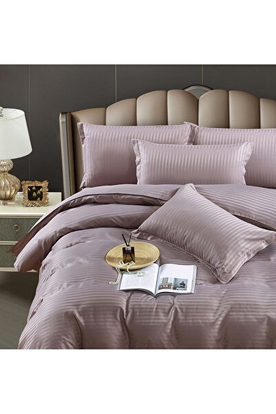 trendyhome Single Bed Linen 1 Person, Fine Damask, 4 Pieces, UNI, Lilac Purple, J13214