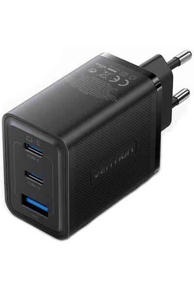 Vention Încărcător de rețea 65W, 2 x USB Tip-C, 1 x USB, Negru