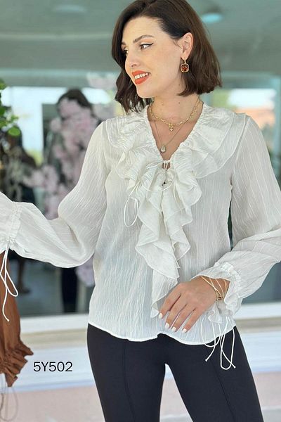 İnce Topuk Flounced Modal Fabric Blouse 5Y502