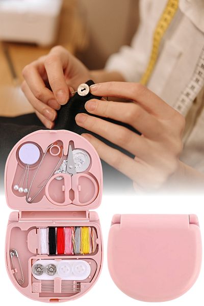 omilife Mini Sewing Kit Practical Portable Plastic Box Inside Emergency Repair and Sewing Supplies