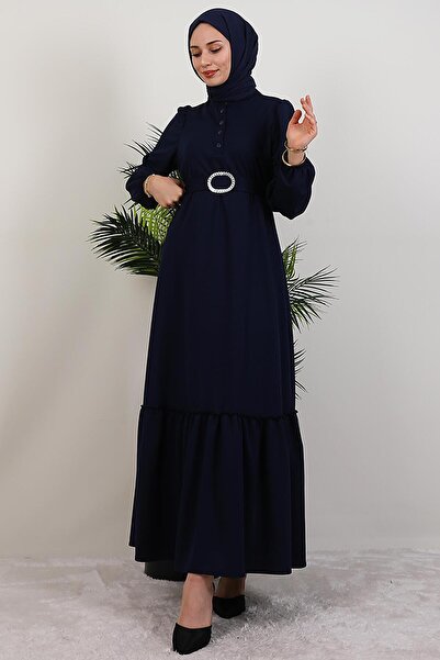 GİYZAMİLA Lizge Hijab Dress Navy Blue