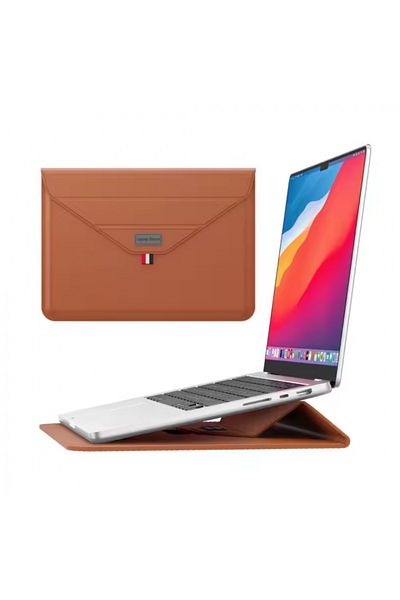 OEM Husă ultra-subțire pentru laptopuri de 15/16 inch, piele, cu suport pentru laptop, maro
