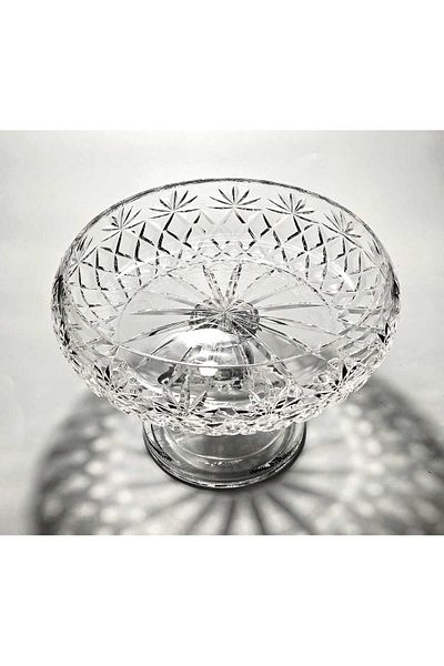Kristal Market Handmade Crystal Palm Patterned 28 cm Decorative Presentation Bowl