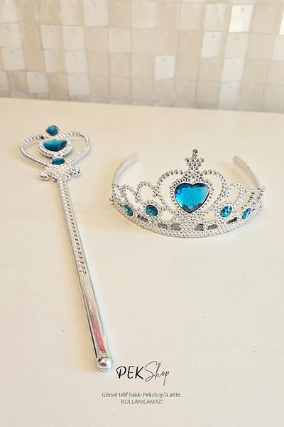PEKSHOP Frozen Princess Crown and Scepter Set Blue