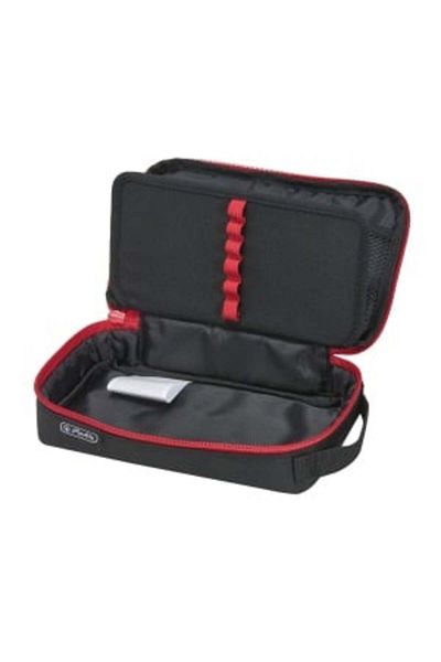 Herlitz Necessaire 2 Go, Color Black/Red, Material Fabric, Dimensions 21x13x6 cm