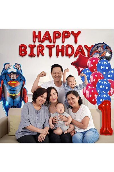 Yisscen birthday set, number 3, latex/foil, blue/red, 27 pieces