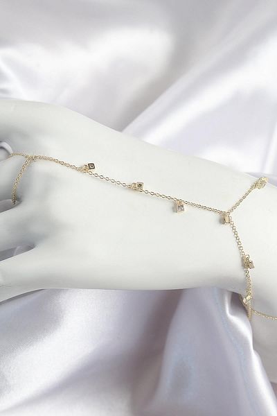 Celira Brass Zircon Stone Dangle Model Gold Color Women's Shahmeran