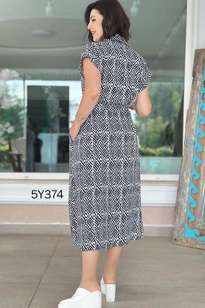 İnce Topuk Polo Neck Buttoned Viscose Dress 5Y374