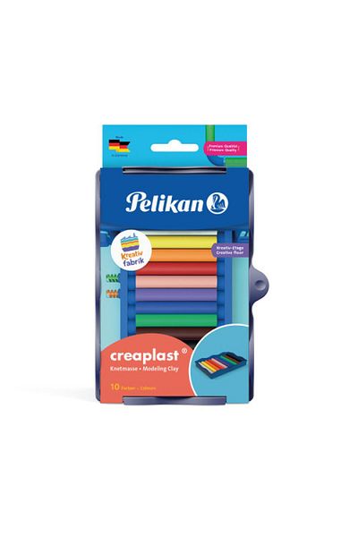 Pelikan Pastă de modelat Creaplast, culori asortate, pastă de modelat, set de 10 cu tavă Kreativfabrik