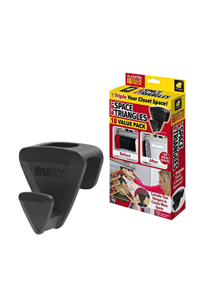 AS SEEN ON TV مجموعة خطافات تعليق مثلثة متينة من روبي، مكونة من 18 قطعة، موفر...