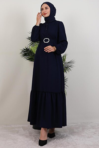 GİYZAMİLA Lizge Hijab Dress Navy Blue