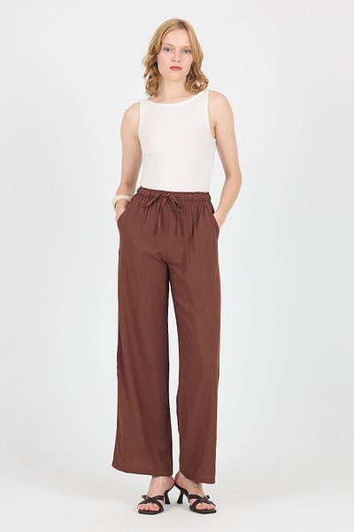 Rays Coffee Cotton Elastic Waist Wide Leg/Loose Leg Trousers 4754A