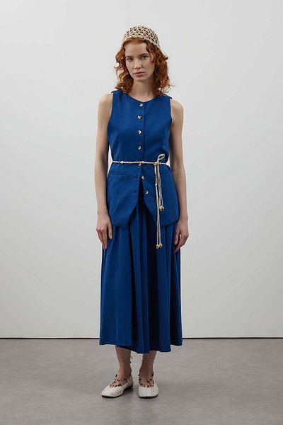 FUSHYA Double Linen Suit with Belted Vest