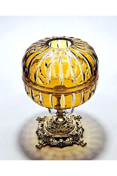Kristal Market Handmade Crystal Gold Footed Decorative Presentation Holder Closed Napkin Holder