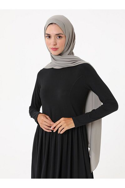 Refka Κορσέ Λεπτομερές Μαζευμένο Φόρεμα Sandy Hijab - Μαύρο -