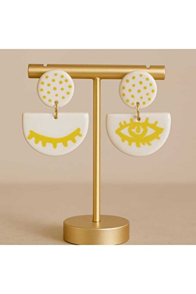 Lu Atelier Eyes on You Polymer Clay Handmade & Hand Drawn Asymmetric Earrings