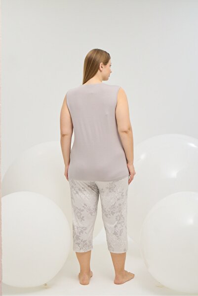 Sevim 16766 ЖІНОЧИЙ БІГ САЙЗ КОРОТКИЙ ПІЖАМНИЙ КОМПЛЕКТ З ТИСНЕНИМ ПРИНТОМ