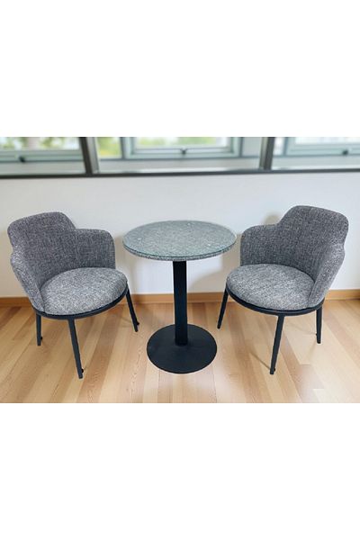 rexa Modern Bistro Set with Glass-Top Table and Upholstered Chairs 75 x 70 x 65cm