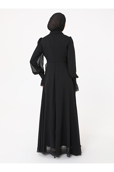 Refka Yoryo Chiffon Hijab Evening Dress - Black -