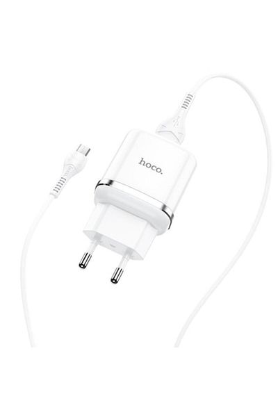 Hoco Network Charger N3, Quick Charge, 18W, 1 x USB, MicroUSB Cable, White