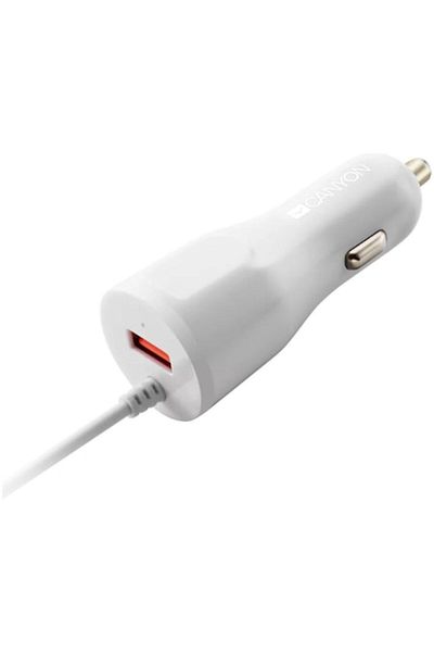 CANYON Car Charger Canyon, C-033 2.4A/USB-A built-in Lightning, White